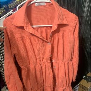 Orange button up mini dress